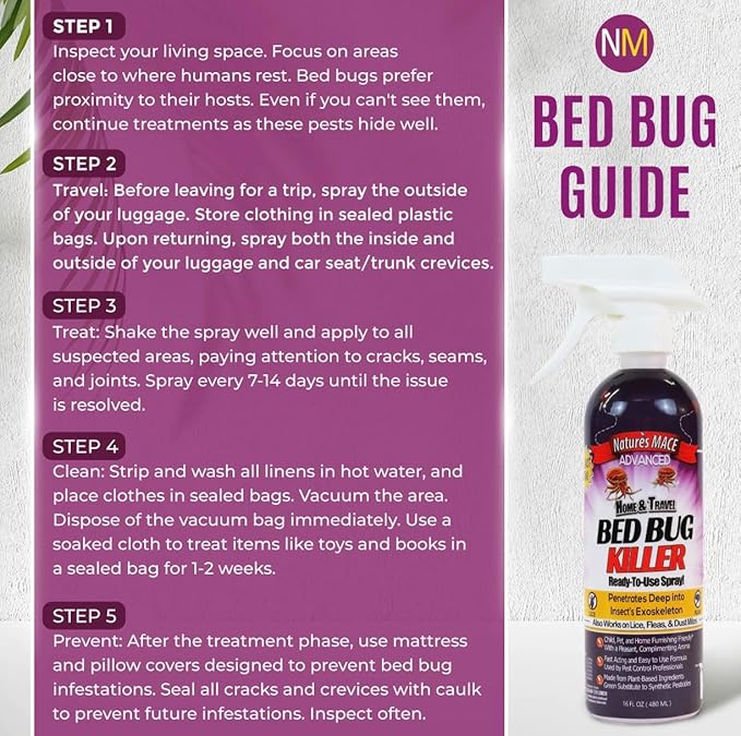 Nature’s MACE Bed Bug Killer 32 oz, Kill BedBugs Treatment, Mites, Eggs, Easy, Do-It-Yourself, Professional Bed Bug Spray, at-Home Solution, Mattress, Non-Toxic, Child & Pet Safe, Stain & Odor Free