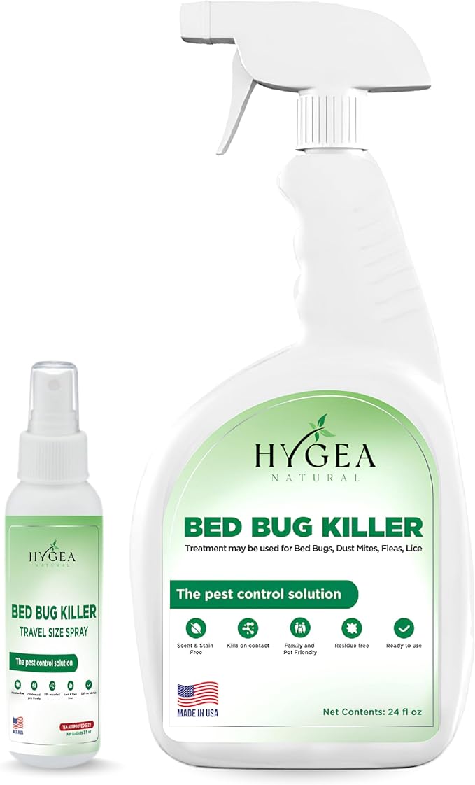 Hygea Natural Lice and Bed Bug DIY Kit- Non-Toxic, Odorless,Safe for children and pets, All water safe surfaces - Includes Bed Bug Spray and Bedbug Travel Spray TSA approved size