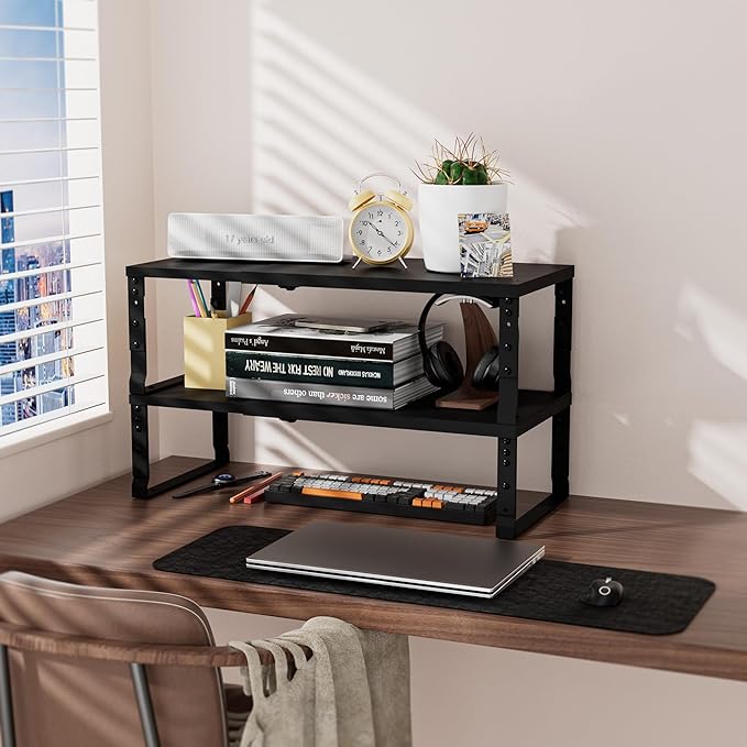 Adjustable Metal Shelving Unit, Stackable & Expendable Storage Rack for Home/Office/Kitchen, Space-Saving，Sturdy&Durable，Easy Assembly (3PACKS/Large/Black