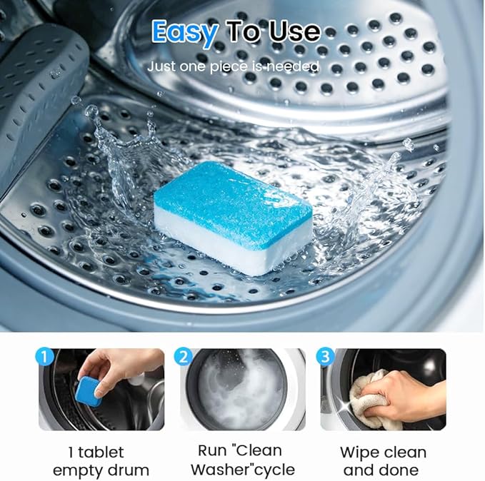 Washing Machine Cleaner Tablets, 2026 Upgraded Washer Machine Cleaner Tablets for Pet Owners, Deep Cleaning Pet Hair Remover for Front Loader, Top Load, HE Washer Tub (24 Pack)