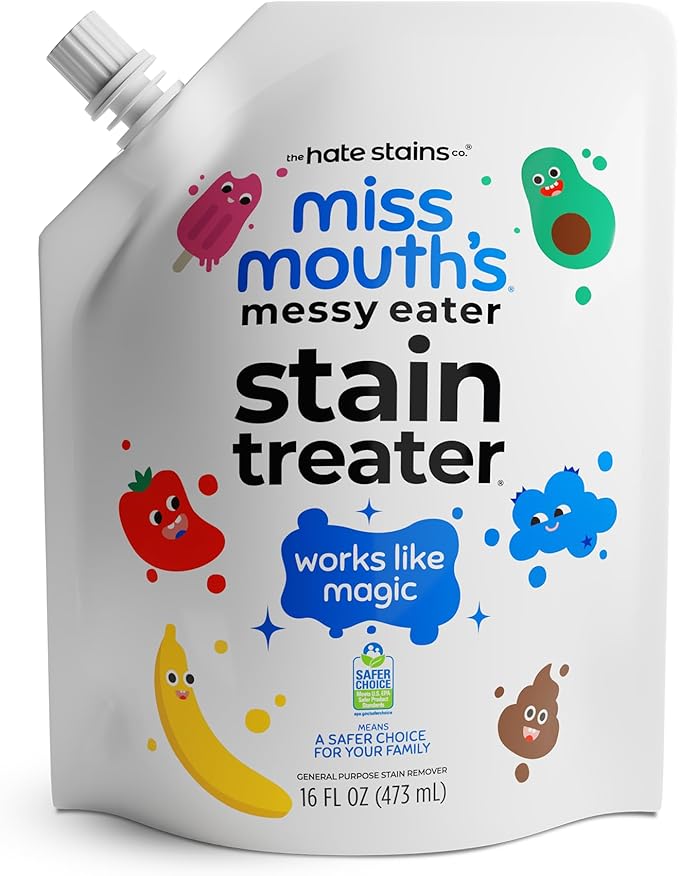 Miss Mouth's Messy Eater Stain Treater - 16oz Refill - Newborn & Baby Essentials - No Dry Cleaning Food, Grease, Coffee Off Laundry, Underwear, Fabric