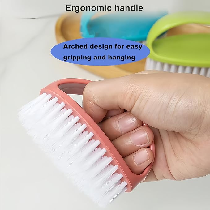 2 Pack Scrubbing Brushes for Cleaning, Heavy Duty Scrub Brush Nylon Stiff Bristles,Scrubber Cleaner Brush for Bathroom,Showe,Sink,Kitchen,Bathtub,Floor,Multi-Purpose Cleaning Brush (Pink + Purple)