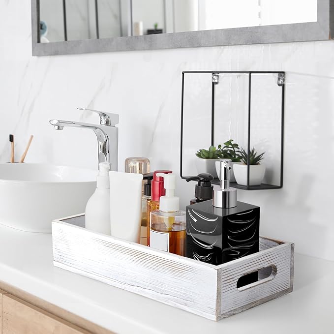 ALELION Bathroom Basket for Toilet Tank - White Wooden Toilet Basket, Decorative Back of Toilet Organizer for Organizing Toilet Paper, Towels, and Bathroom Accessories