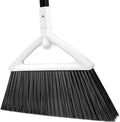 Heavy Duty Angle Broom 1 Pack - White Broom for Outdoor & Indoor, Garage, Driveway, Sidewalk, Kitchen & More, Long Handle