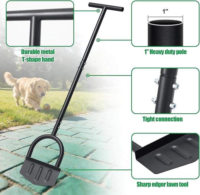 Edger Lawn Tool 41.8” Manual Lawn Edger with Ergonomic T-Grip & Wide Footplate Metal Half Moon Grass Edgers for Garden Yard Landscaping Maintenance