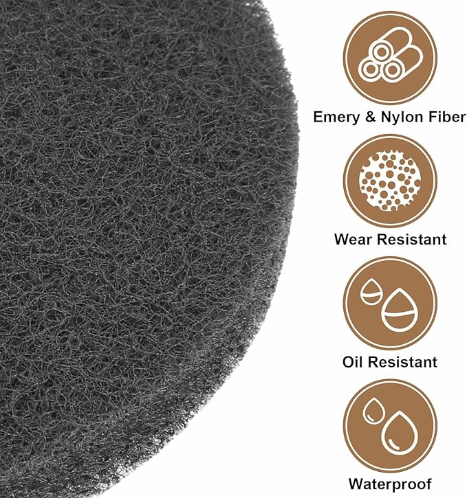 HARFINGTON 16pcs Scrubber Scouring Pads 1200 Grits 2 Inch Drill Power Brush Hoop and Loop Surface Conditioning Disc Drill Scuffing Disc Scrub Pads for Home Kitchen Cleaning, Light Gray