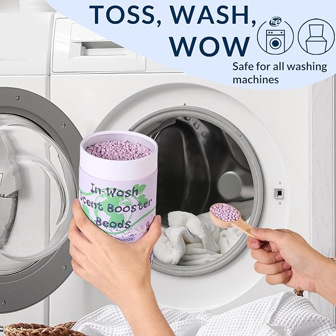 Freelivity In‑Wash Scent Booster Beads – Lavender Breeze Scent, Laundry Beads fabric softener, 24 oz – Lasts Up to 70 Washing Cycles – Eco‑Friendly & Safe for Babies and Kids