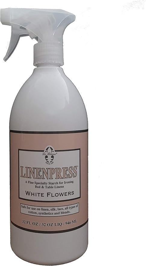 Le Blanc® White Flowers Linenpress® – Luxury Starch Alternative for Pressing Fabrics- 32 oz. (1 Pack)