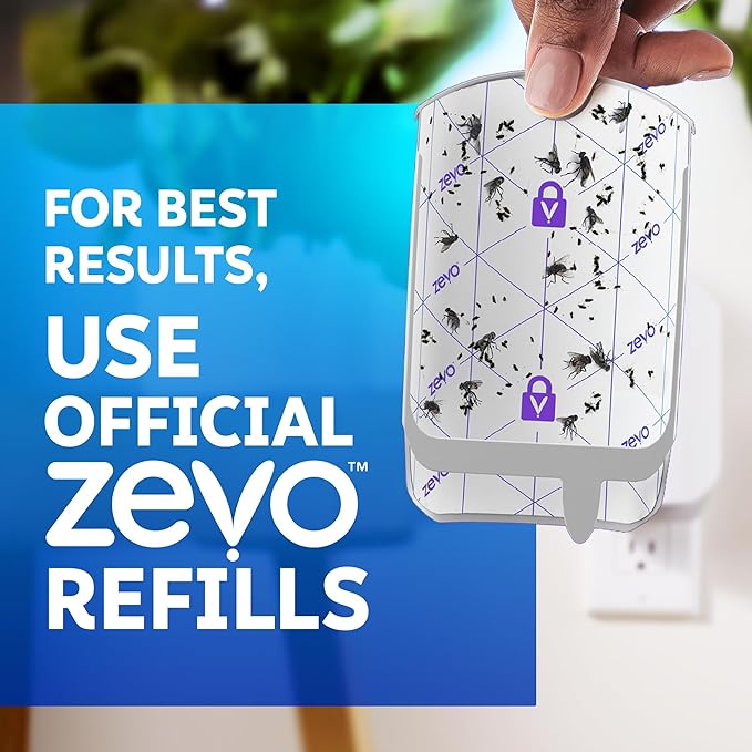 Zevo Flying Insect Trap Official Refill Cartridges - Fits Both Zevo Trap & MAX Indoor Fly Trap - Authentic Trap+Lock Technology to Catch Gnats, House & Fruit Flys (8 Official Refill Cartridges)