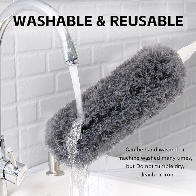 Reusable Microfiber Duster Refills Compatible with OXO & MR.SIGA Duster - Washable Duster for Household Cleaning Dusting Furniture Blind Ceiling Fan - 6Pack Grey (Handle NOT Included