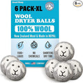Smart Sheep Wool Dryer Balls - 6-Pack - XL Premium Natural Fabric Softener Award-Winning - Wool Balls Replaces Dryer Sheets - Wool Balls for Dryer - Laundry Balls for Dryer