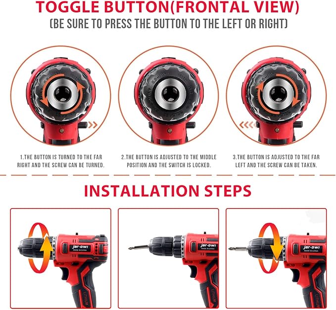 jar-owl 21V Powerful Brushless Motor, 319 In-lb Torque, 0-1350RMP Variable Speed, 10MM 3/8'' Keyless Chuck, 25+1 Clutch, 1.5Ah Li-Ion Battery & Charger for Home Tool Kit