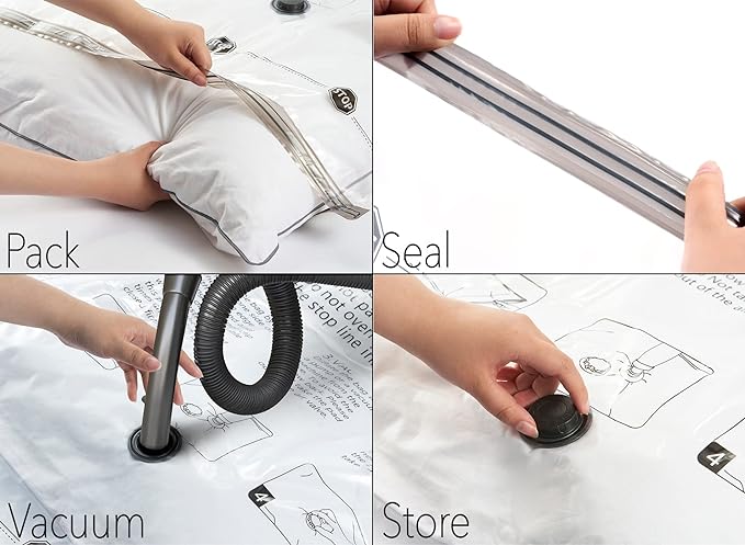 SpaceAid Vacuum Storage Bags, Space Saver Sealer Compression Bags for Comforters, Blankets, Pillows, Bedding, Clothes (Medium 3 Pack)