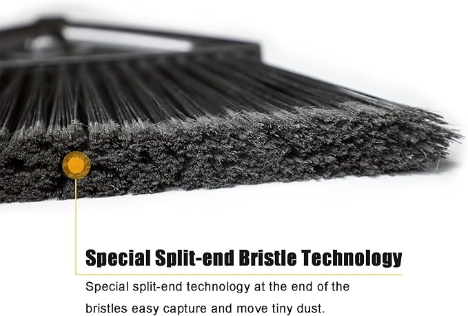 Heavy Duty Commercial Broom, 3 Pack Upgraded Angle Brooms for Sweeping Outdoor and Indoor, Perfect Black Brooms of House, Kitchen, Garage, Courtyard, Concrete