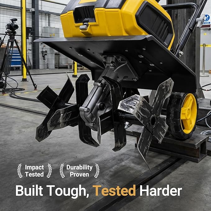 Mellif 40V Cordless Garden Tiller/Cultivator Compatible with Dewalt 20v Max Battery (Tool Bare) 14.2'' Width 8.7'' Depth 16 Steel Tines, Electric Rototiller Brushless Foldable with Adjustable Wheels
