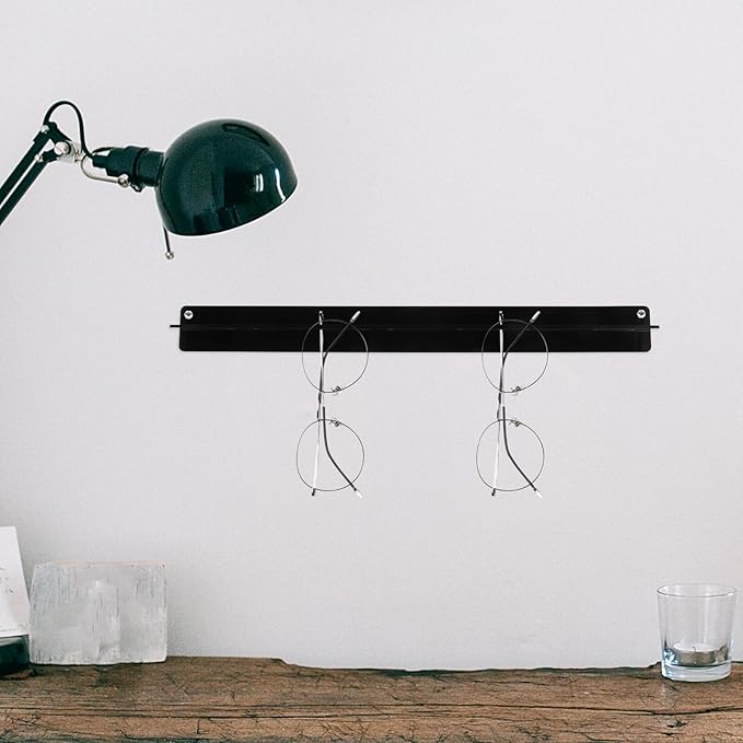 OSALADI Wall-Mounted Sunglasses Rack Acrylic Glasses Storage Organizer Black Space-Saving Eyewear Display for Home and Office