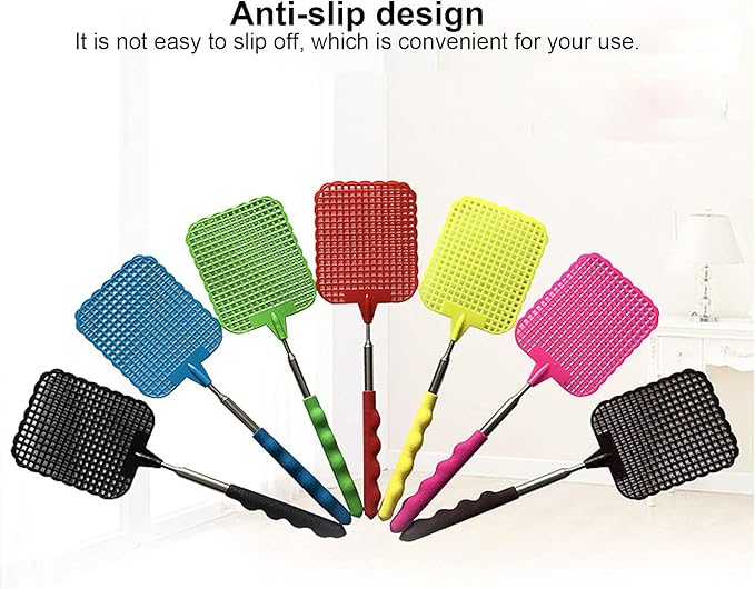 AMONIDA 9PCS Plastic Fly Swatter Multi Pack Mini Fly Swatter with Retractable Stainless Steel Rod Fly Swatter for Indoors Retractable Fly Racket for Home Office Dormitory Camping