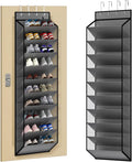 KEEPJOY 10 Tiers Mesh Over Door Shoe Organizer Storage, Hanging Shoe Holder for Door with Large Deep Pockets, Holds 20-30 Pairs of Shoes, Ideal for Sneakers & Boots(Grey)