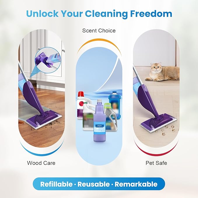 Refillable Bottle for Swiffer® Wet Jet™ Mop - 1250ml /42.3 FL OZ - Leak-Proof HDPE Solution Bottle, Empty，Not for Power mop