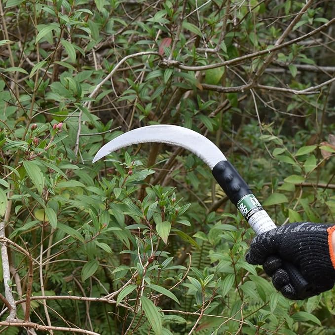 Clearing Sickle,Weeding Sickle, carbon steel Blade/steel Handle Animal Husbandry Sickle - Great for Removing Unwanted Vines and Weeds (13 in)
