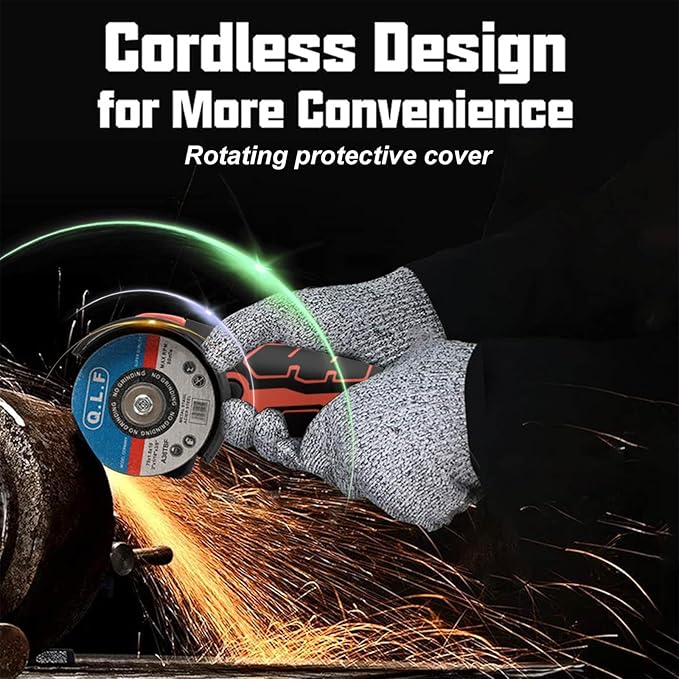 Cordless Brush Angle Grinder Kit, 19500rpm Mini Electric Angle Grinding Tool with 2pcs 16.8V 2000mAh Batteries and 5-Cutting Discs, Grinder Handheld Cutter for Metal Wood