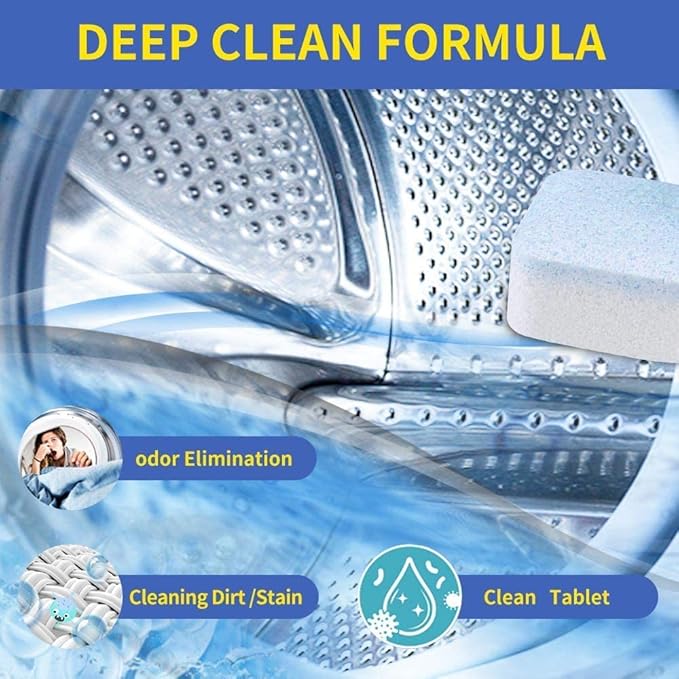 NATRUTH 30 Pack Washing Machine Cleaner Tablets, Solid Washer Deep Cleaning Tablet, Clean Inside Drum And Laundry Tub Seal