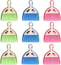 9 Pack Mini Dust Pan and Brush Set, Small Hand Broom and Dustpan Set with Handle - 3 Colors Plastic Cleaning Tools for Desk, Table, Keyboard, Car, Pet Food Crumbs