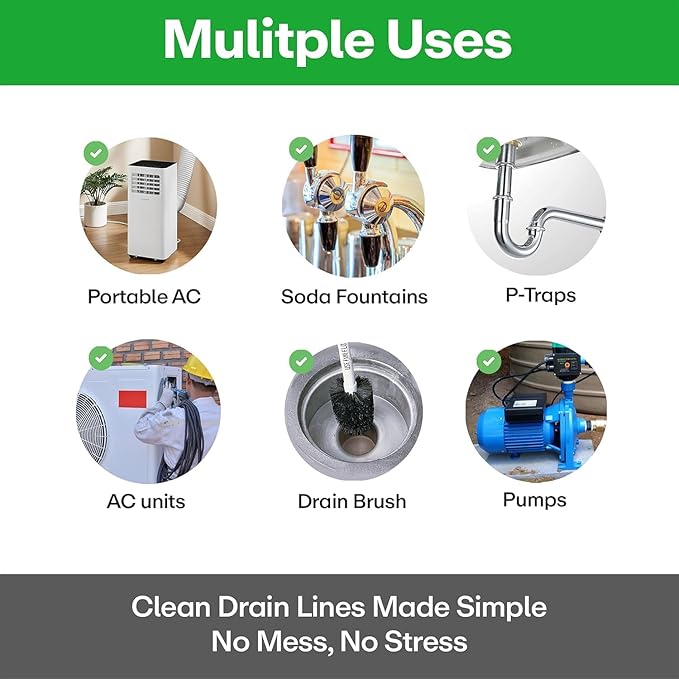 Sylvan AC Drain Line Cleaner | 8 oz | Instant Relief | Made in USA | Universal Compatibility | Removes Clogs and Buildup from HVAC Condensate Lines | Air Conditioner Unclogger