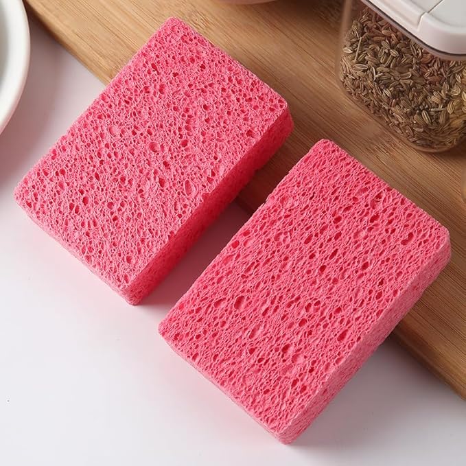 6 - Pack Non-Scratch Scrub Sponges - Sponges for Dishes and Washing Dishes, Cleaning Sponges for Kitchen Home Office, Magical 3D DIY Art and Craft Suppliers（Pink）