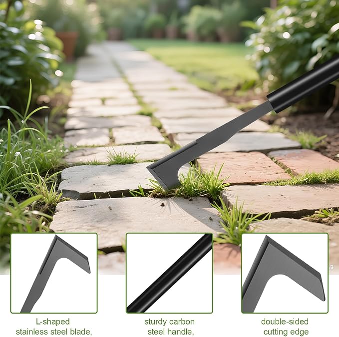 2025 Upgraded 13.5'' Crack Weeder Tool, Carbon Steel Handle Manual Crevice Weeding Tool Weed Puller Gardening Tool for Sidewalk, Paver, Wall Gaps, Lawn Yard, Driveway, Bricks, Deck Boards