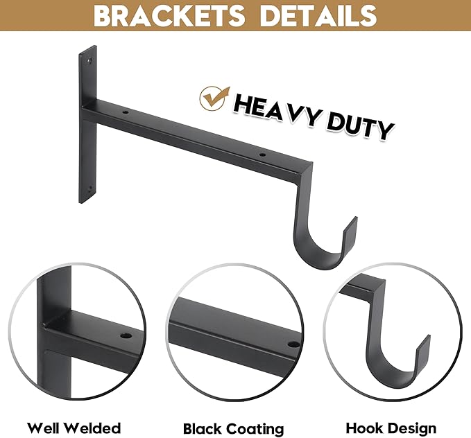 AddGrace Heavy Duty Closet Rod and Shelf Brackets 12 Inch Wall Mounted Closet Rod Bracket with Pole Holder Shelving Support with Screws for Laundry (2 Pack)