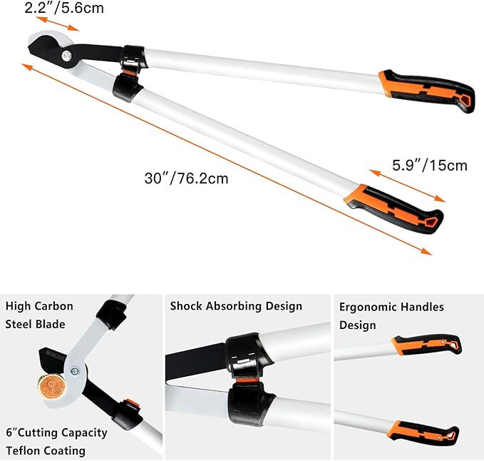 GARCARE 4 IN 1 Garden Shears Pruning Set with Bypass Pruning Shears Compound Lopper and Hedge Shears and Folding Saw with Carbon Steel Sharp Blades