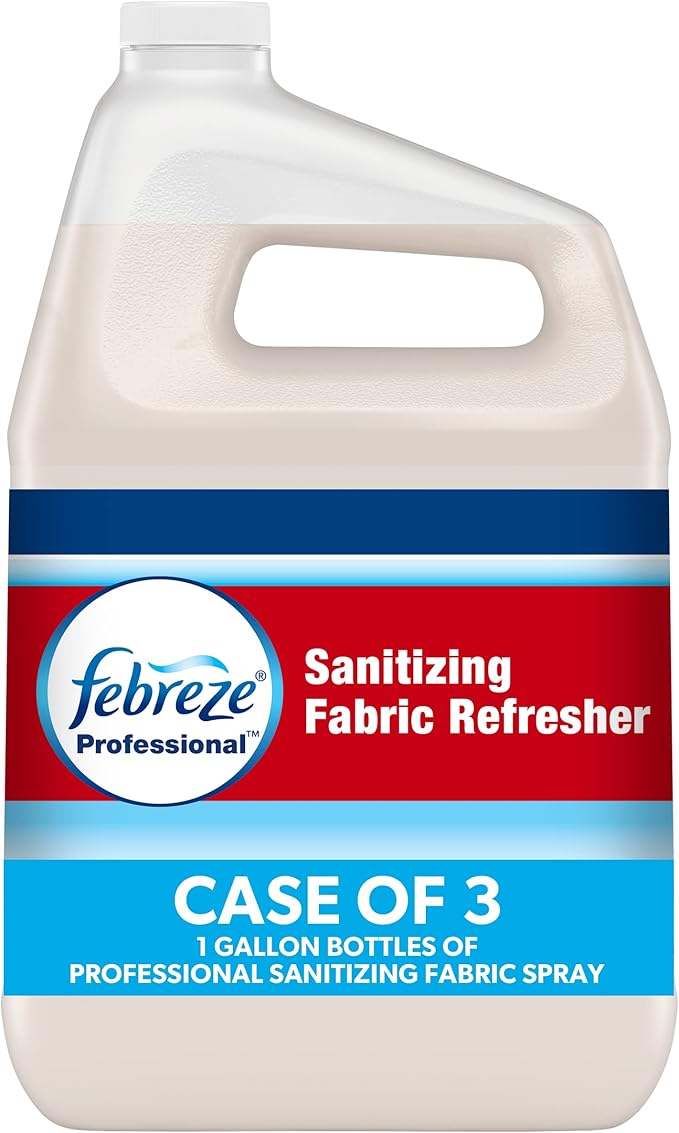 P&G Professional - 37000721366 Febreze Professional Sanitizing Fabric Refresher, Bulk Sanitizing Spary for All Fabrics in Hotels, Restaurants and Businesses, Fresh Clean Scent, 1 Gal. (Pack of 3)