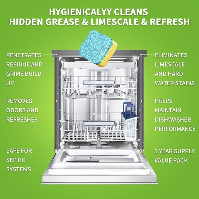 NATRUTH 30 Pack Dishwasher Cleaner Tablets Individually Wrapped,Deep Cleaning, Removes Grease & Limescale, Compatible with All DishWashing Machines