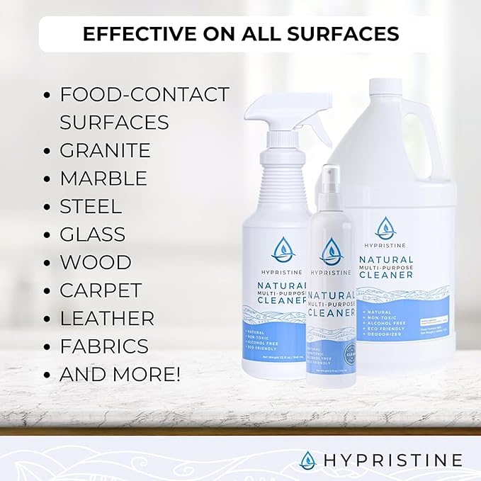 PURE Hypochlorous Acid Spray, Multi-Purpose Cleaner, Superior Shelf Life, 0% Bleach, 0% Alcohol, Food Contact Safe, Eliminate Non-Living Allergens, Remove Pet Odor, Clean Any Surface