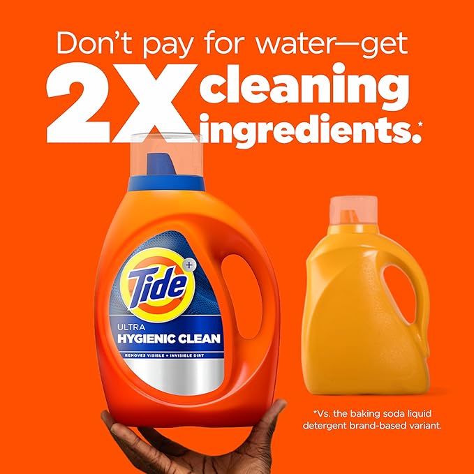 Tide Ultra Hygienic Clean Liquid Laundry Detergent, Original Scent, 132 fl oz, 94 Loads, Removes visible and invisible dirt, Laundry Detergent Liquid