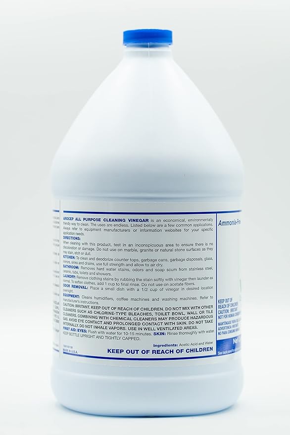 All-Purpose White Vinegar Cleaning Solution, 1 Gallon, Multi-Surface Cleaner for Hard Water Stains, Bathroom and Kitchen Surfaces, and Clothes, Effective Deodorizer