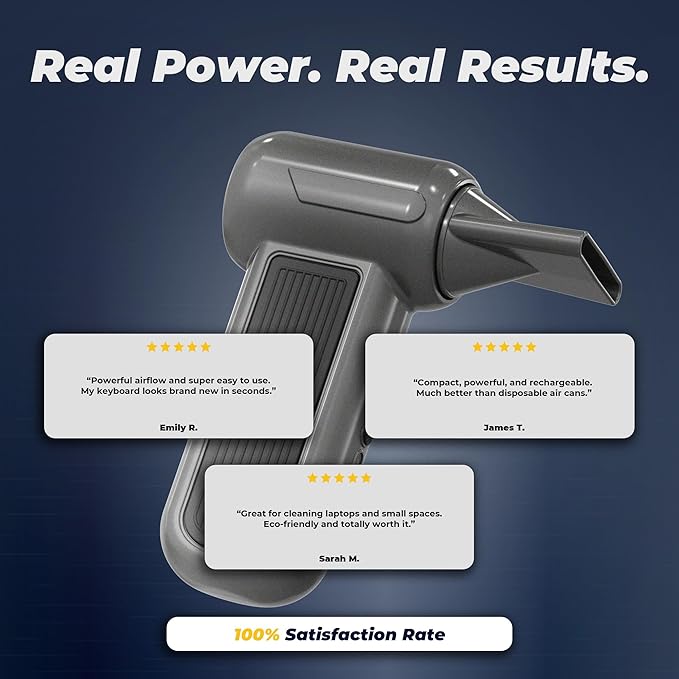 Compressed Air Duster 130000RPM 3-in-1 Mini Vacuum, Turbo Jet Blower Pump, Super Power Electric Air Duster Fast Rechargeable, Turbo Jet Dust Blower for Computer Keyboard, Car Cleaning & Outdoor
