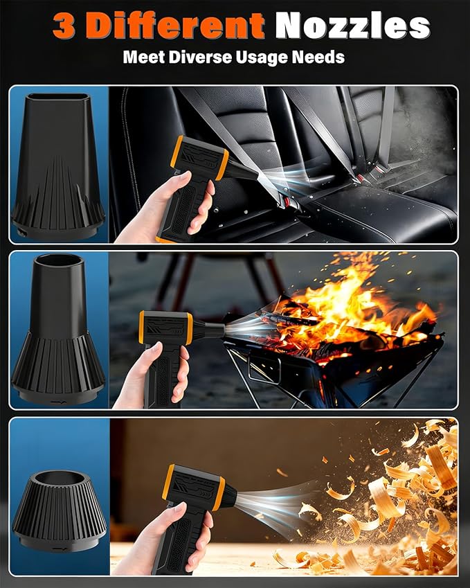 Compressed Air Duster, 130K RPM Powerful Cordless Electric Mini Blower with Display, 10-Gear Adjustable Jet Fan with Fast Charging, Rechargeable Dust Blower for Home, Outdoor and Car (Black, Blow)