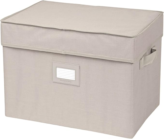 Covermates Keepsakes - Storage Box - Heavy Duty Polyester - Reinforced Handles - ID Window - Indoor Storage - Closet Storage, Beige Heather