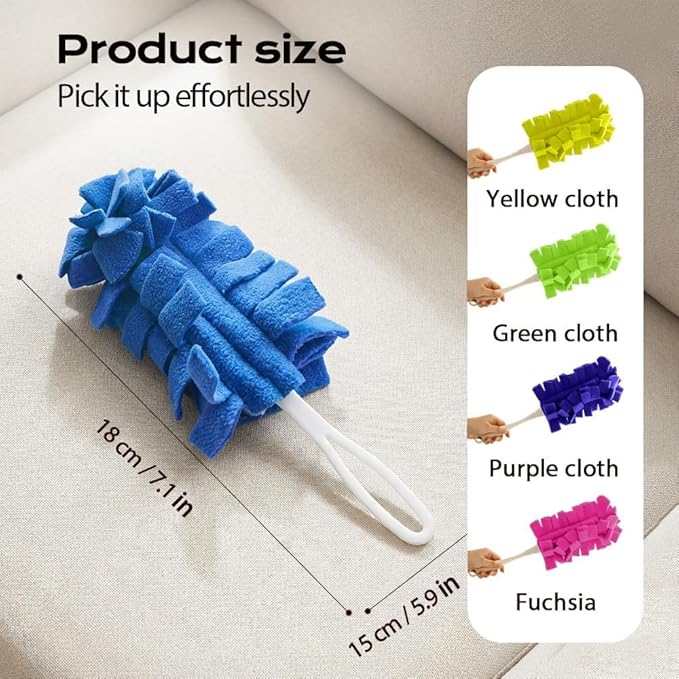 7pcs Reusable Duster,360° Electrostatic Duster Refills,Washable Heavy Duty Dusters,High-Density Microfiber,Suitable for Cleaning Bedrooms, Offices, Cars(1Handle+1Bathroom Brush+7Replacement Brushes)