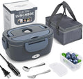 Herrfilk Electric Lunch Box Food Heater, 3 in 1 Ultra Quick Heated Lunch Boxes for Adults, 12V/24V/110V Portable Food Warmer for Car/Truck/Office With Fork Spoon and Insulated Carry Bag