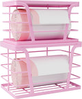 2 Pack Pink Trash Bag Holder - Stackable Garbage Bag Dispenser with Bamboo Top, Kitchen Accessories & Decor, Wall Mount Storage for Kitchen, Home, Bathroom Decor & Gifts