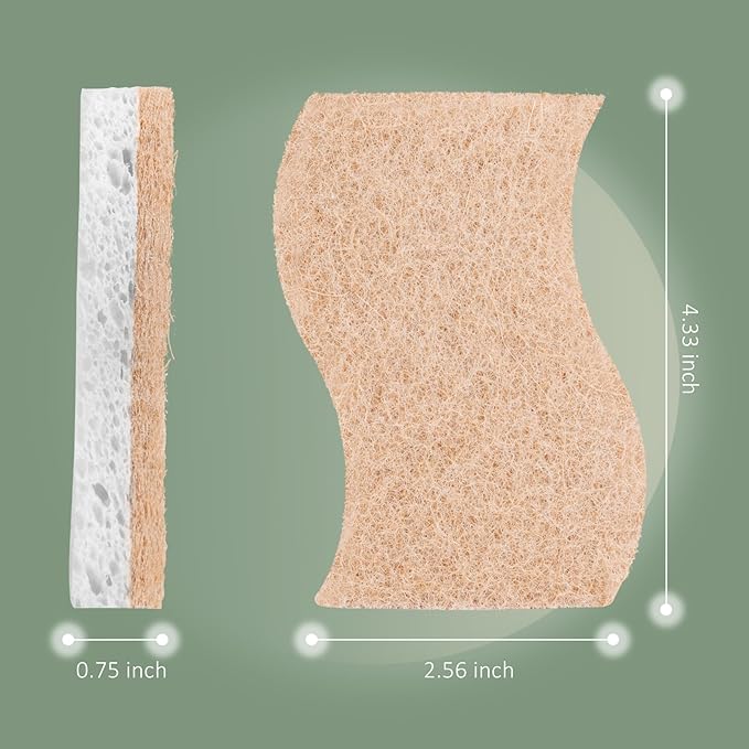 Plant-Based Kitchen Sponges - FSC Certified and PETA Approved, 12 Count