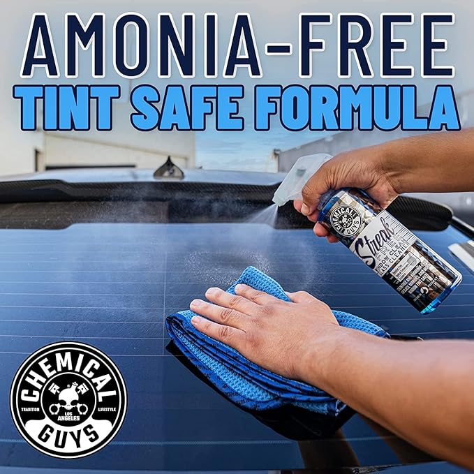 Chemical Guys CLD300 Streak Free Glass & Window Cleaner (For Glass, Windows, Mirrors, Nav. Screens & More; Car, & Home) Ammonia Free & Safe on Tinted Windows, 128 fl oz + ACC151 Spray Bottle, 16 oz.