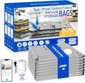 8 Pack Jumbo Vacuum Storage Bags with Pump, Smart App Tracking, 8 Stickers & 1 Marker – Tear-Proof Oxford Fabric, Leak-Proof, Reusable Vacuum Seal Bags for Clothing, Blankets, Bedding, Comforters