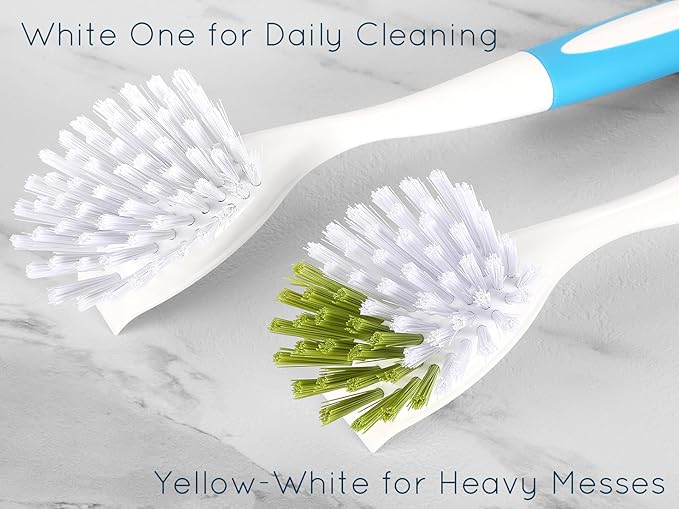 Dish Brush with Handle, Firm & Stiff Bristles Dish Scrubber for Pots, Pans & Sink Cleaning, 20 Bulk Pack