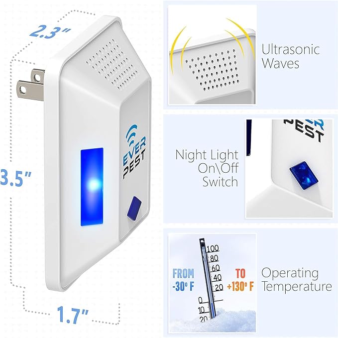 Ultrasonic Pest Control Repeller (2-Pack) Plug in Flea Rat Roach Mosquito Cockroaches Rodent Spider Scorpion Fruit Fly Insect Indoor Plug Getter Robo