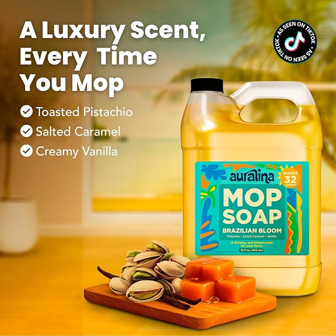 Luxury Mop Soap for Floor Cleaning - Highly Scented Brazilian Waves Concentrated Formula - Best Smelling Floor Cleaner for Mopping Tile, Wood & Laminate - R&W - No Residue, Pet Safe (32oz)