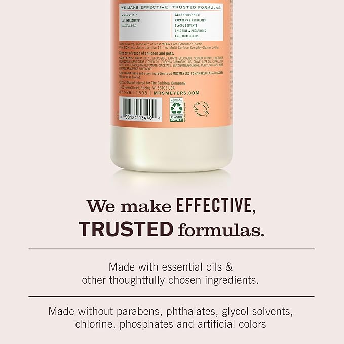 MRS. MEYER'S CLEAN DAY Multi-Surface Everyday Concentrate, Geranium Scent, 32 Fl Oz Bottle